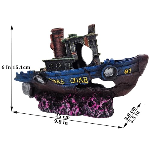 Fish Tank Decoration - Sunken Ship Aquarium Decoration Fish and Shrimp Aquatic Pets can Rest and Hide in Caves (Type-c) - color: Type-c