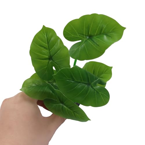 Aquarium Plants Fish Tank Decorations 6.69 Inch Artificial Plastic Plants with Weighted Base, Soft Silk Leaves Realistic Design for Betta Fish Reptile Tank Habitat Decor (Green Type-A) - color: Green Type-a, size: 6.7 in