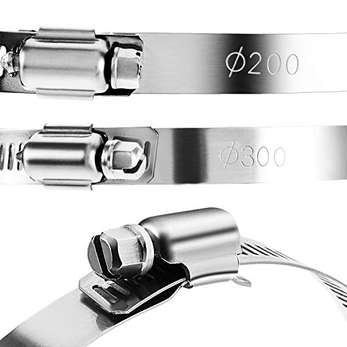 Boao 4 Pieces 6 Inch Adjustable 304 Stainless Steel Duct Clamps Worm Gear Hose Clamp for Pipe, Intercooler, Plumbing, Tube and Fuel Line - size: 6 Inch