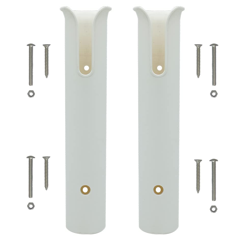 HiUmi Fishing Rod Holder Racks Bracket Wall Mounted Boat Side Mount Tool Holder Tube Links with Screws 2/4/6 Pole Tube (2-TUBE White) - color: 2-TUBE White