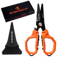BasicGear Fishing Multi-Tool Scissors – Titanium-Coated, Stainless Steel, Multi-Tool Cutter with Hook Adjuster, Screwdriver, Bottle Opener, Sheath & Non-Slip Grip for Saltwater or Freshwater Use - color: 440a Stainless Steel