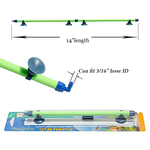Quickun Aquarium Air Stone Bubble Wall Tube Oxygen Diffuser Bar Decor Accessory for Fish Tank 14 Inch Length,1PCS - color: Fluorescent Green, size: 14 inch