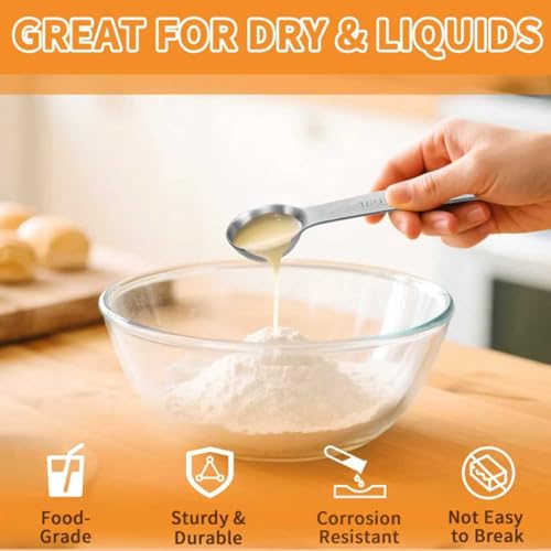 3 Pcs 2.5ml/ 1/2 Tsp Short Handle Scoops – Stainless Steel Measuring Spoons for Baking, Liquid Ingredients & Tea, Soup & Kitchen Cooking - size: 2.5ml(1/2 tsp)