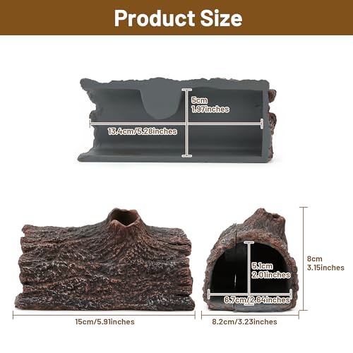 Upgraded Magnetic Detachable Aquarium Hideaway Hollow Tree Cave to Check Your Aquatic Pets to Breed, Play and Rest Safe and Non-Toxic Resin Fish Tank Viewing Hideout Ornaments