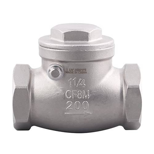 1-1/4 Inch Swing Check Valve - WOG 200 PSI Stainless Steel SS304 CF8M NPT - size: 1.25 Inch, style: Swing