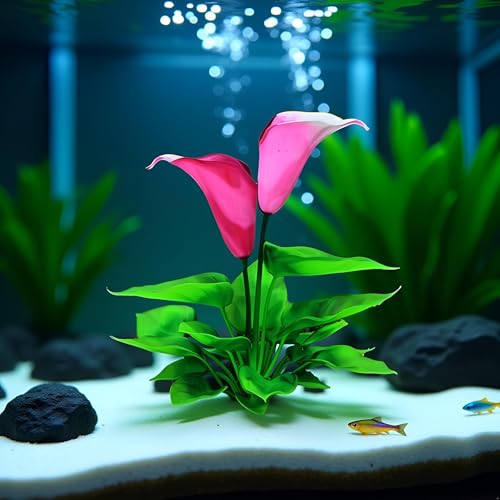 Flower Aquarium Decoration Artificial Aquatic Plant Waterweed Craft Silk Plastic Plants,Artificial Fish Tank Decorations,Used for Household and Office Simulation Hydroponic,Aquarium Plants
