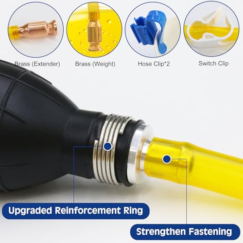 Siphon Pump Gasoline Siphon Hose Pump, Portable Hand Fuel Transfer Pump, Manual Fuel Pump with PVC Hoses for Gasoline, Oil, Diesel, Water - color: Yellow-01
