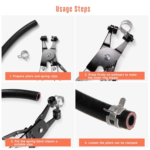 60Pcs 0.28"(7mm) Spring Band Hose Clamps,Constant Tension Hose Spring Clamps, Fuel Line Silicone Vacuum Hose Steel Clamp,Low Pressure Air Clip Clamp for Automobiles(Grey) - color: Gery-60pcs, size: 0.28"(7mm)