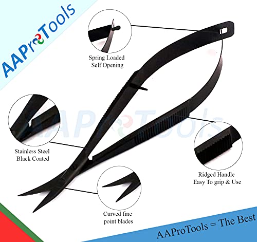 4.5" Curved Stainless Steel Squeeze Scissors Black Coated