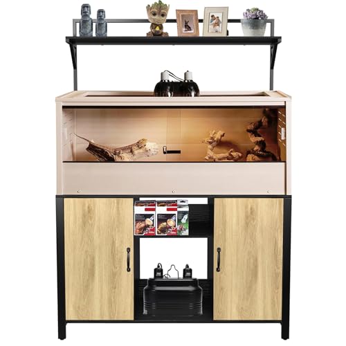 GDLF Reptile Tank Stand Terrarium Stand with Cabinet for Accessories Storage 48" X 24" Tabletop Fits up to 120 Gallon Bearded Dragon, Reptile Terrarium,Turtle Tank,Natural Wood Color - color: Natural, size: 48" x 24"
