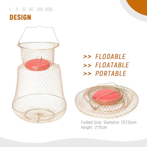 Fishing Basket 13"/33cm Foldable Fish Holder for Caught Fish with Floating Design