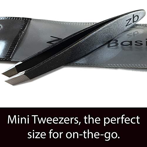 Zizzili Basics Mini Slant Tweezers - Best Tweezers for Eyebrow, Facial Hair Removal and your Precision Needs (Midnight Ombre) - color: Midnight Ombre