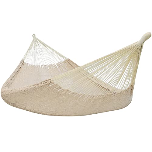 Sunnydaze Handwoven XXL Thick Cord Mayan Double Hammock for Outside - 625-Pound Capacity Heavy-Duty Outdoor Hammock - Natural - color: Natural