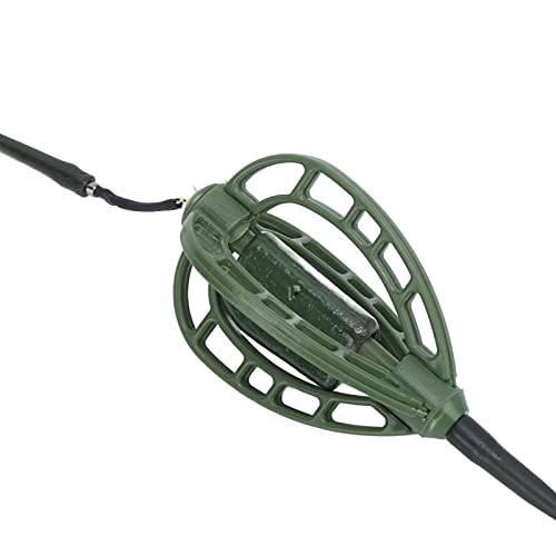 Carp Fishing Bait Cage Feeder with Wire Hook Rigs, Sturdy European Style Long Line Nesting Trap Device Inline Method Inserted Weight Quick Sinking Durable Angler Lure Equipment Tackle 2PCS - size: 35g
