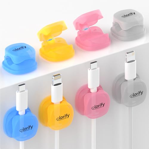Spring Cable Clips 8-Pack Adhesive Cord Holders for Desk, Nightstand, Laptop, Phone Charging Clips & Car Cable Organizer for Home, Office & Charging Cord Management-(Multicolor) - color: Multi-Color, size: Pack 8