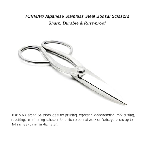 TONMA Ashinaga Bonsai Scissors [Made in Japan] 8 inch Soild Stainless Steel Hasami Pruning Shears Ultra Sharp & Rust-proof, Japanese Bonsai Garden Tools - style: Ashinaga Bonsai Shears