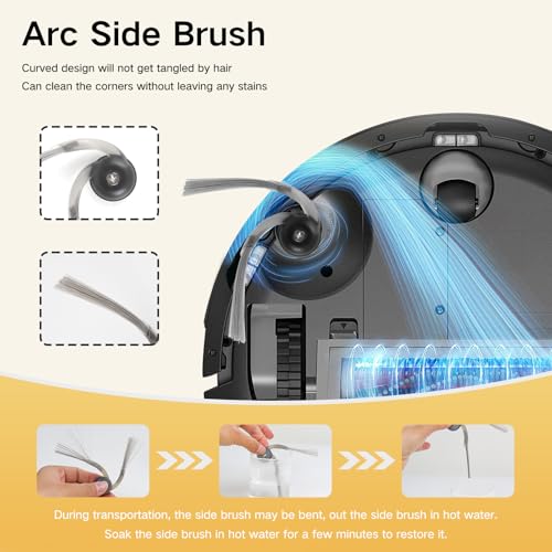 VIEWALL Q7M5 Replacement Accessories Kit for Roborock Q7 M5/M5+, Q7 L5/L5+ Plus Robot Vacuum, 1 Main Brushes, 4 HEPA Filters, 4 Side Brushes, 4 Mop Pads, 1 Cleaning Tool, 1 Screwdriver - color: Q7 M5 Kit - Black