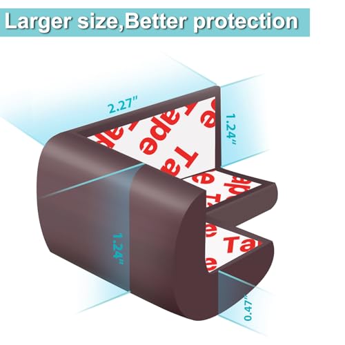 12 Pack Soft Corner Protector Baby Proofing Edge and Corner Guards, Table Corner Protectors for Furniture, Safety Pre-Taped Rubber Corner Covers for Fireplace, Stair, Cabinet (Brown) - color: Brown
