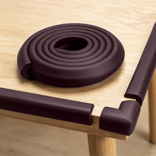 Corner Protector Baby, Baby Proofing Edge Corner Protector, Waterproof Soft Foam Cushion with Adhesive Tape (6.6ft Edge + 4 Corners),Wall Corner Protector for Fireplace, Table, Stair, Cabinet(Brown) - color: Brown Sponge（6.56ft + 4 Corners)