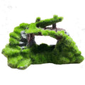 Saim Aquarium Cave Decor, Mossy Hollow Rock Hideout for Betta Fish & Shrimp - Natural Ruins Stone with Hole, Small Fish Hideaway Tank Ornaments