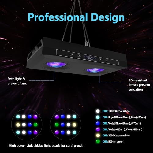 Aquarium Light - 95 Watt Sunrise Sunset Moonlight, Group Control Program Coral Reef Light Dimmable Full Spectrum for Marine Tanks,Saltwater Tank Light with Timer (G5 Suspension Version) - size: Suspension version