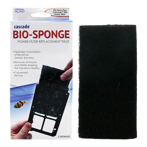 Penn-Plax Cascade 300 Power Filter Replacement Bio Sponge, 2 Pack -Durable Aquarium Filter Media Compatible with Cascade Power Filters -Improves Water Flow & Filtration Efficiency -Black, 7 x 1 x 5 In - size: Cascade 300 Replacement Bio-Sponge - 2 Pack