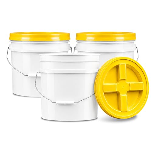 ePackageSupply 3.5 Gallon Bucket with Lid - Food Grade Bucket with Airtight Gamma Seal Screw-On Lid, 90 Mil Heavy Duty HDPE Plastic, BPA Free, for Bulk Food Storage, Made in USA - Yellow, 3 Packs - color: Yellow, size: 3 Packs