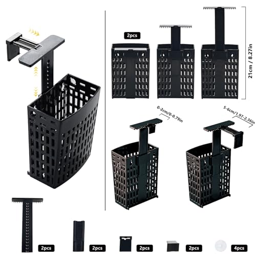 2pcs Upgraded Adjustable Aquarium Plant Holder，Fish Tank Plants Holder,Fish Tank Aquaponics Plant Cultivation and Aquarium Landscape Decoration with Hooks and Suction Cup(Black) - color: Black, size: 2 Pack