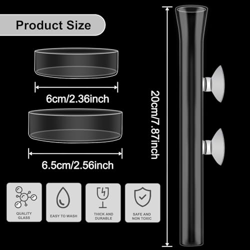 3 Pcs Shrimp Feeding Tube and Dish Set Clear Crystal Glass Shrimp Feeder Tube Tray Aquarium Feeder Tube Shrimp Feeding Dish Bowl Suction Cups for Fish Tank Aquarium Feeding Supplies Tools