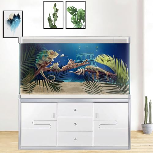 30X18IN Natural Underwater Aquarium Background, Pictures 3D Fish Reef Fish Tank Decoration Background, with 8 EVA Double-Sided Tape - color: Ocean, size: 30X18in/75X45cm