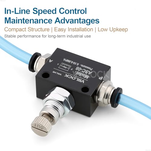 Pneumatic Air Flow Control Valve, PT1/4 Speed Regulating One-Way Throttle Valve ASC-08 - size: PT1/4