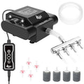 AQQA Powerful Aquarium Air Pump with Controller, Feeding Mode, 9-Speed Airflow Adjustable 4 Air Outlets Oxygen Aerator with Complete Accessories for Large Fish Tanks, Ponds & Seafood Markets (10W/15W) - size: 10W, 237GPH