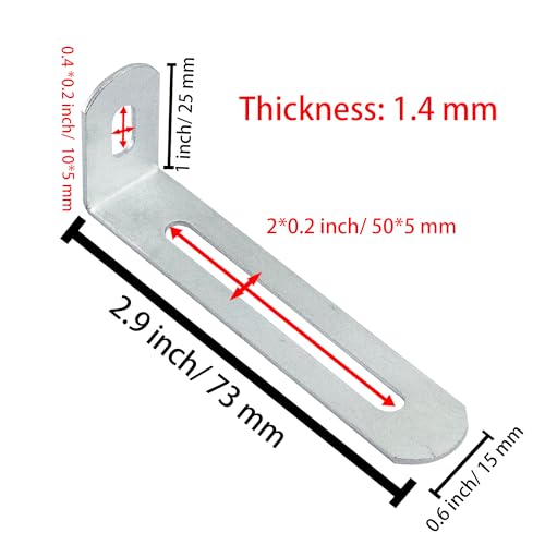 2.9"x1"x0.6"Adjustable Right Angle Brackets Metal L Bracket Heavy Duty 90 Degree Corner Fastener L-Shape Corner Brace Support Silver Shelf Bracket , 10Pcs - size: 2.9"x1", style: SILVER/10PCS