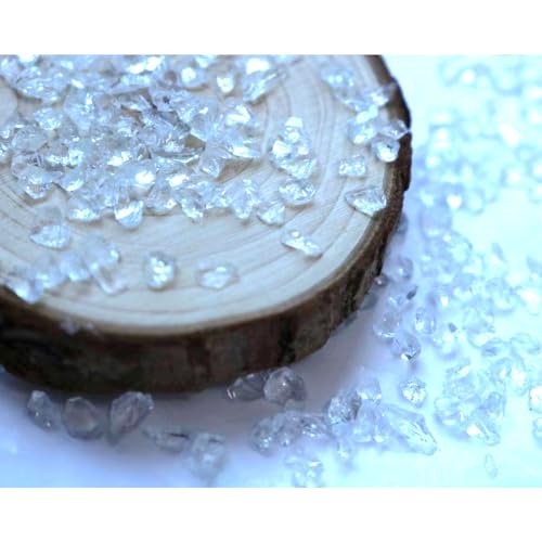 Transparent Irregular Sea Glass Small Chips for Crafts,2-4mm Multiple Color Choices Crushed Glass Chips, for Resin Vase Filler,Aquarium Décor Broken Glass Piece,for Art Flat Frosted Glass.(100g) - color: transparent