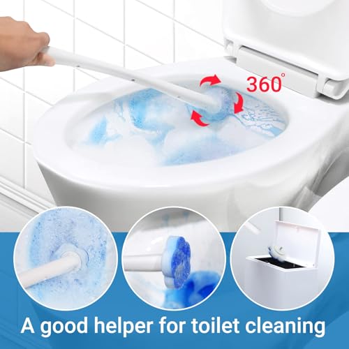 Topo Bear Disposable Toilet Brush Holder Set Toilet Wand (Pack of 2) Toilet Cleaner Scrubber with 24 Refills - size: 2 brushes+24 Refills
