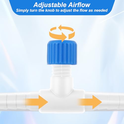 Psyqtsuary Aquarium Air Valve, 10 Pcs Aquarium Air Pump Control Valves T Shaped Single Way Plastic Air Flow Control Regulator Aquarium Air Pump Accessories for Fish Tank 3/16" ID Tubing (Blue White) - color: Blue, White