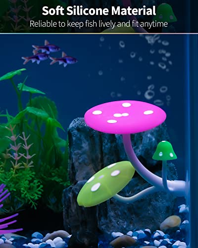 Uniclife Betta Mushroom Hammock Soft Aquarium Rest Bed Fish Breeding Playing Pad with Suction Cup Silicone Ornament Decoration Colorful Lifelike Decor for Fish Tank Landscape, 2 Pack - color: Pink&Blue, size: Mushroom Hammock