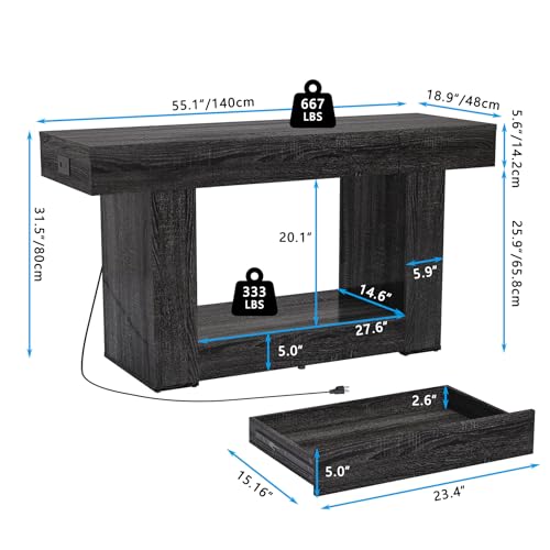 55–75/90 Gallon Aquarium Stand, Heavy Duty Fish Tank Stand for Turtle,Reptile&Amphibians,MDF Board Tabletop with Drawer&Power Outlet,Reinforced Metal Frame Upload 1000LBS Black Wood - color: Black wood
