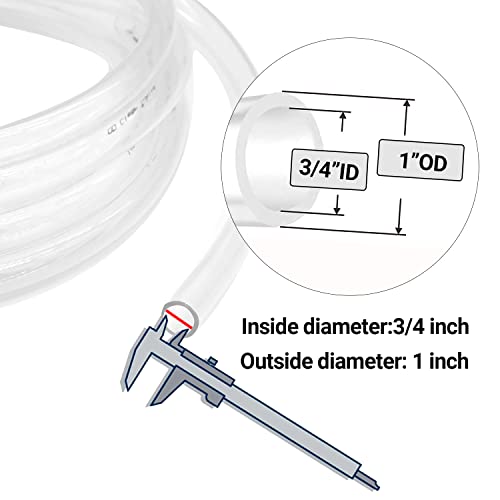 Clear Vinyl Tubing 3/4" ID × 1" OD -100 Ft 30PSI,Flexible Plastic Tubing,Lightweight Plastic Tube,Oil Resistant Hybrid Multipurpose Industrial Vinyl Hose - size: 3/4'', style: 100 feet