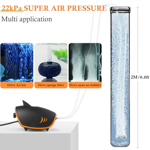 HITOP 4W 110GPH Powerful Aquarium Air Pump, Quiet 2-outlets Aquarium Aerator, Adjustable Fish Tank Air Pump with Accessories, for 20-200 Gallon Tank, with ON/Off Button - style: 4W