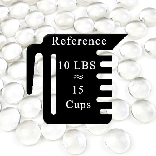 FANTIAN 10LB Fire Pit Glass, 1000 PCS Clear Flat Glass Marbles for Vase, Decorative Clear Glass Pebbles Stones for Fish Tank Plant Floral Fountains Crafts and Centerpieces - color: Clear, size: 10 Pounds