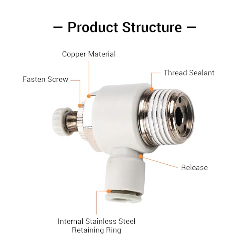 5Pcs Push to Connect Air Flow Control Valve, White 5/16in Tube OD x 1/2" Male Thread 90 Degree Elbow Speed Control Valve Pneumatic Connector Quick Fittings - size: Male Thread G1/2 x White (5pcs)