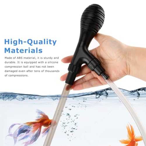 Aquarium Gravel Vacuum Siphon (Non-Electric), Manual Fish Tank Water Changer with 6ft Hose & Squeeze Bulb, Slim Intake for Tight Spaces, for 5–20 Gallon Tanks, Up to 27 in Depth