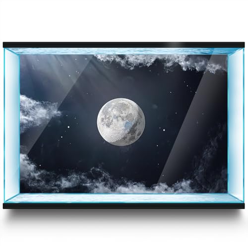 Aquarium Background Stickers - Moon Space Star Night - Fish Tank Reptile Terrarium Decor Poster (120 x 60 cm / (47.2 x 23.6 inches)) - size: 120 x 60 cm / (47.2 x 23.6 inches)