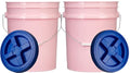 House Naturals Food Grade 5 Gallon Made in USA Plastic Bucket with Air Tight Screw on Lid (Pack of 2) (Pink with Blue Lids) - color: Pink With Blue Lids