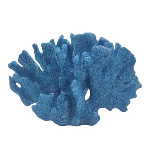 Etlemonde Blue Beach Coastal Fan Coral Decor Resin Statue - Faux Sea Coral Reef for Bathroom Shelf, Coffee Table, Nautical Beach House Home Decor Accent - color: Blue-d