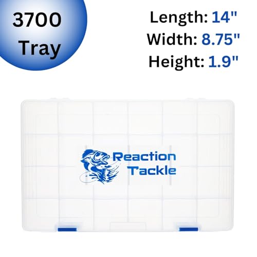 Reaction Tackle Tackle Box Trays, Utility Storage Boxes for Fishing Tackle, Lures, Hooks & Baits – Fits Tackle Bags and Tackle Boxes - color: 3700 Trays (4-pack)