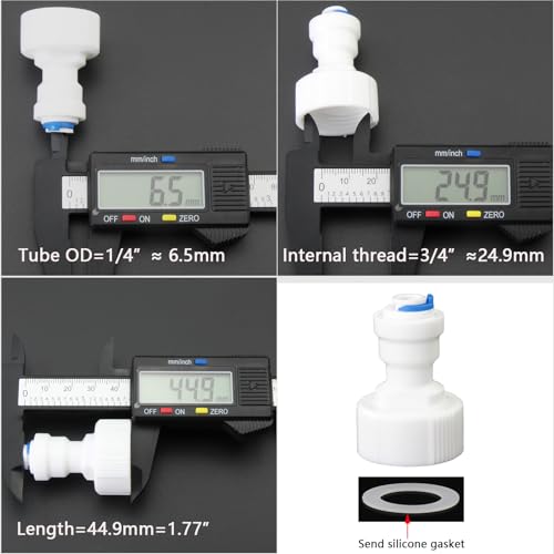 3/4" Female Thread Straight to 1/4" OD Push-to-Connect, RO Water Filter Hose Connector, Pre-Purifier & Water Purifier Plastic Adapter (3-Pack) - style: 1/4” Tube to 3/4” Female Thread