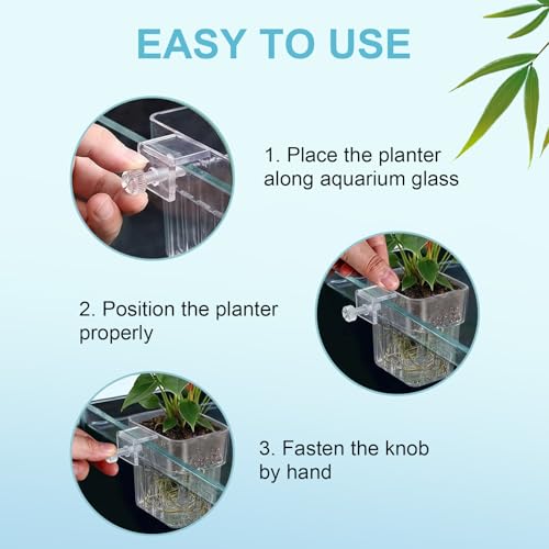 4 Pack Clear Aquarium Plant Holder Top Hanging for Fish Tank, Aquariums Planter Basket Pots for Aquatic Plants