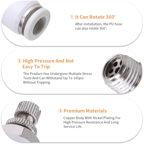 10Pcs Push to Connect Air Flow Control Valve, White 5/16in Tube OD x 1/4" Male Thread 90 Degree Elbow Speed Control Valve Pneumatic Connector Quick Fittings - size: Male Thread G1/4 x White_Standard (10pcs)